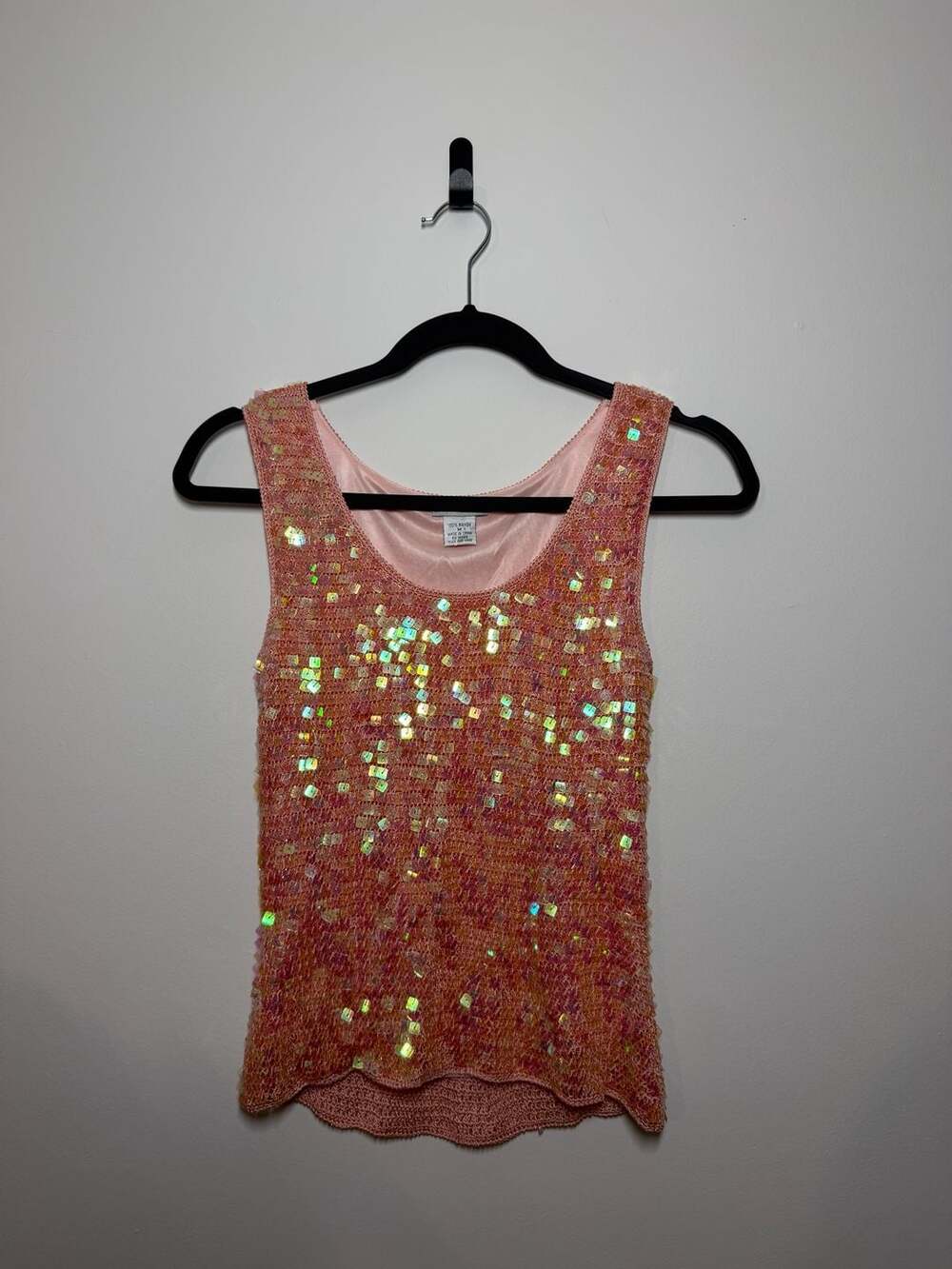 Silky Way Y2K Pink Crochet Sequin Tank Top Hannah Montana Zara Larsson